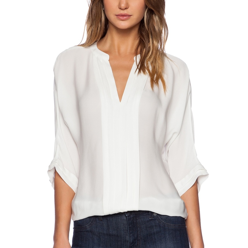 NEW Joie Silk Marru Blouse in Porcelain